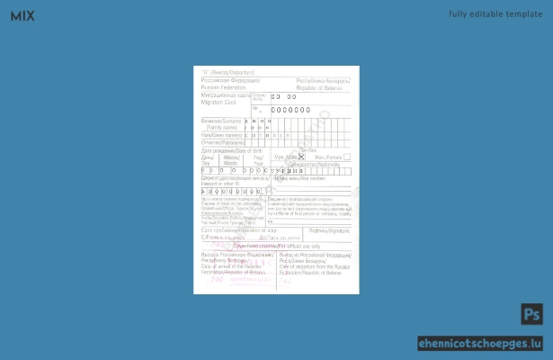 Migrationskarte Russland/Belarus im PSD-Format, inklusive Schriftmuster-Vorschau